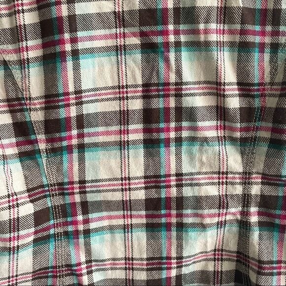 Lucky BRAND Western Cotton Flannel Plaid Button Front Long Sleeve Shirt Blouse S - Picture 5 of 7